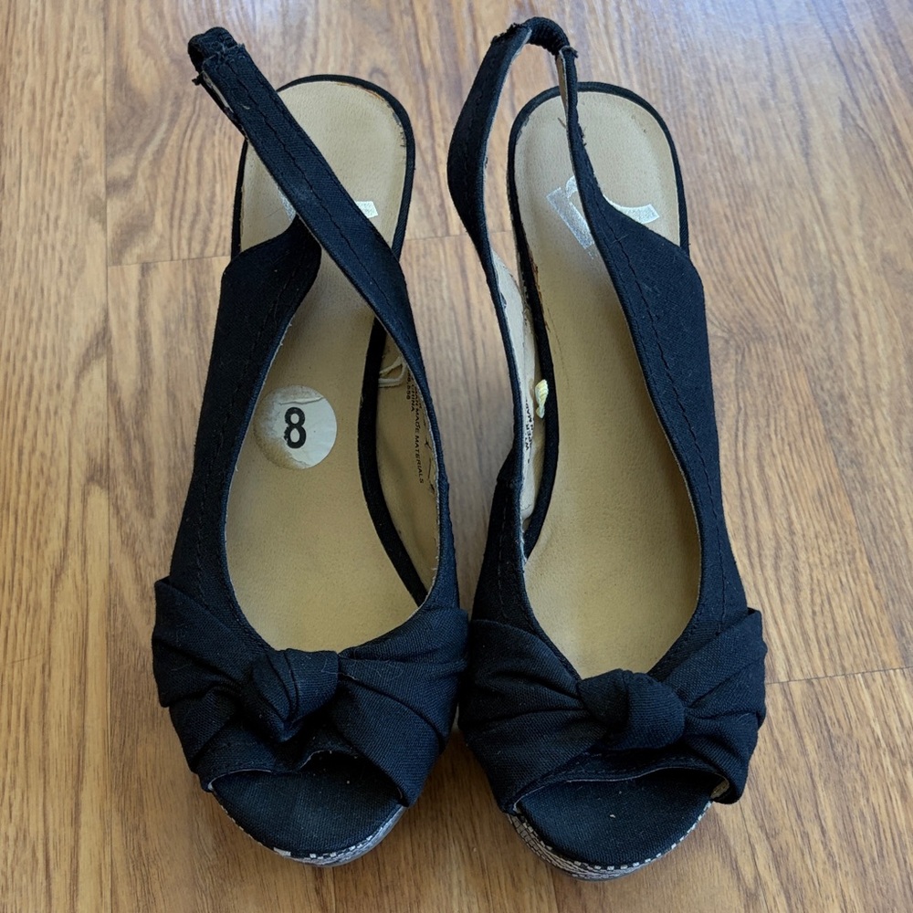 Report Knotted Peep-Toe Slingback Wedges size 8